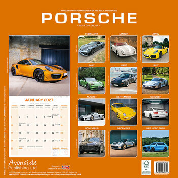 Calendrier 2027 Voiture Porsche