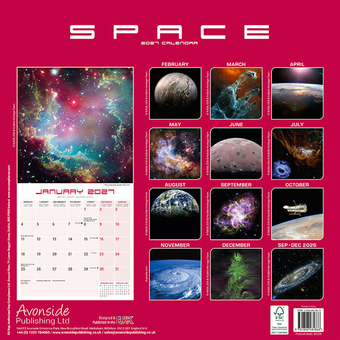 Calendrier 2027 Espace Calendrier 2027 papier Espace Terre