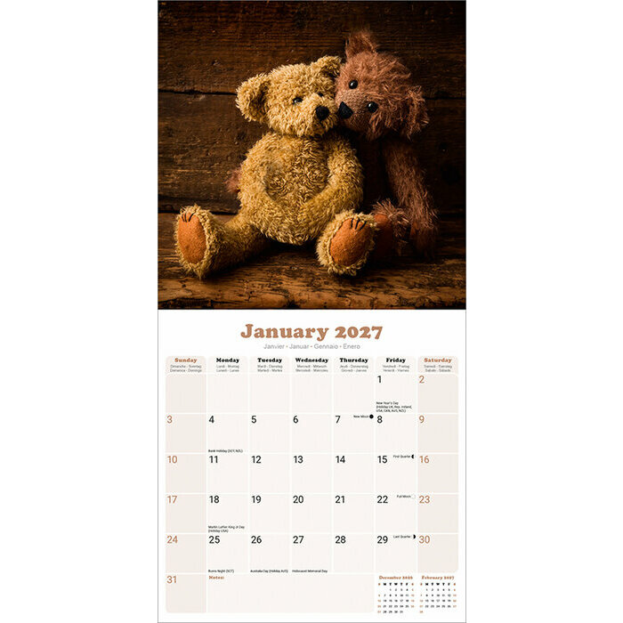 Calendrier 2027 Oursons Peluches R�tro