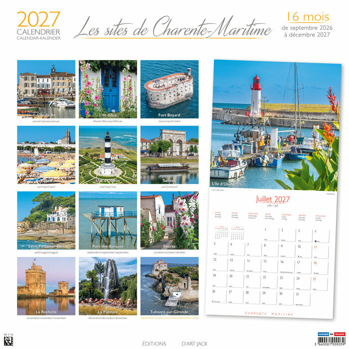 Calendrier Mural 2027 Charente Maritime