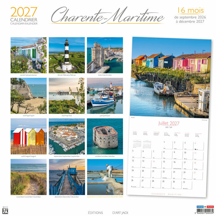Calendrier Papier 2027 Charente Maritime Rose Tr�miere