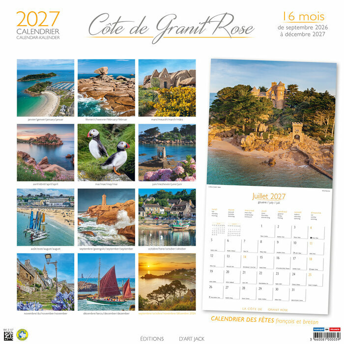 Calendrier Mural 2027 C�te de Granit Rose bateaux