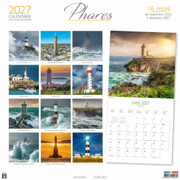Calendrier 2027 Phares Atlantique Calendrier Mural Papier Phare Plisson 2027