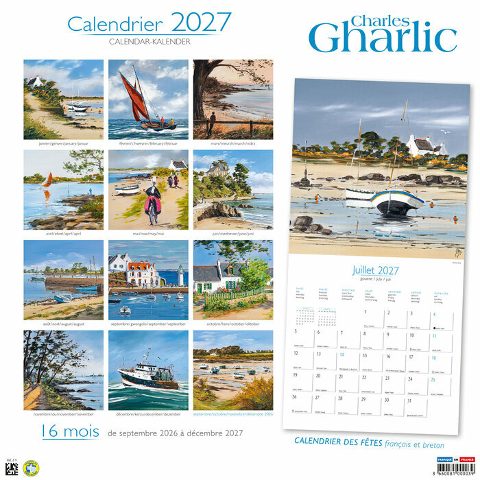 Calendrier Papier 2027 Bretagne Bigoudene Gharlic