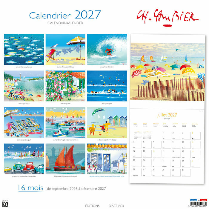 Calendrier Mural 2027 Cambier aquarelle