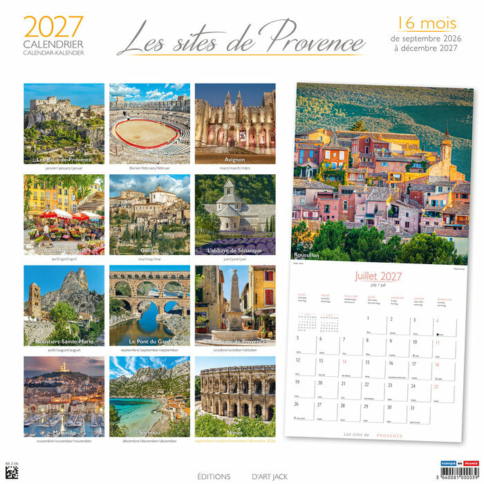 Calendrier 2027 Sites Villes des Provence 