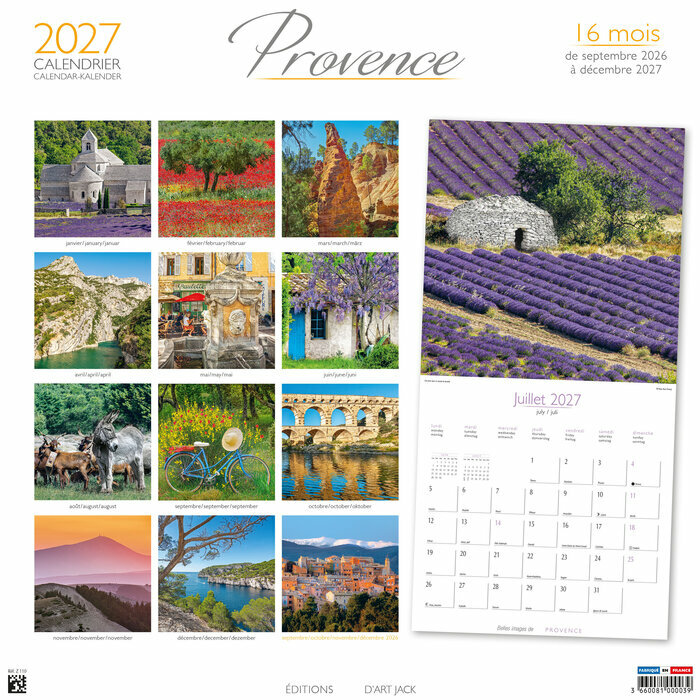Calendrier Provence 2027
