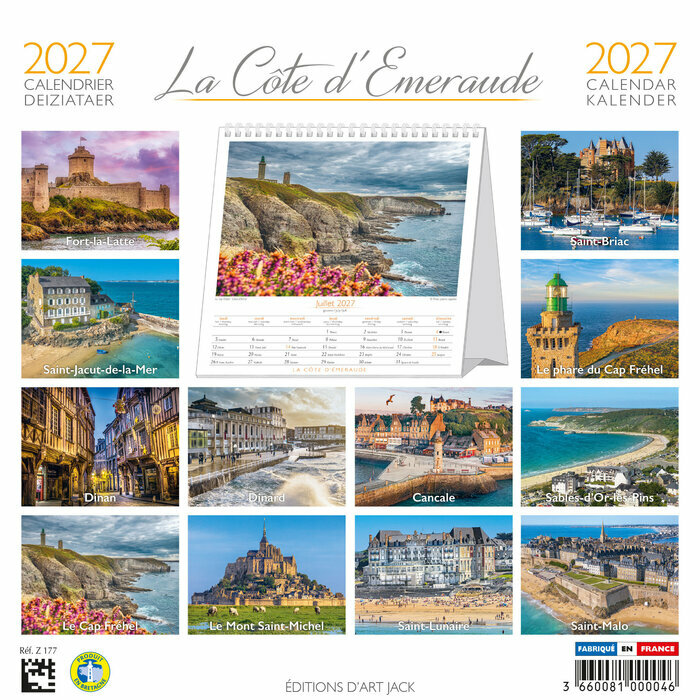 Calendrier Chevalet 2027 La Côte d'Emeraude Calendrier Chevalet Saint Malo 2027