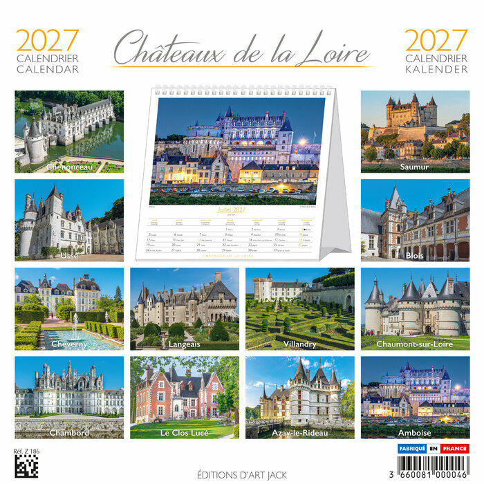 Calendrier Chevalet 2027 Châteaux de La Loire France Calendrier Chevalet 2027 Châteaux de La Loire France