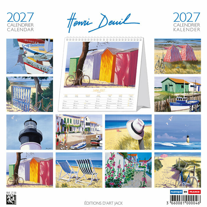Calendrier Chevalet 2027 Mer par Henri Deuil Calendrier Chevalet Plage 2027 Bicyclette