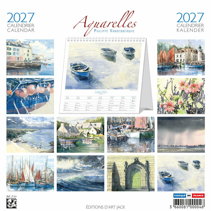 Calendrier Chevalet 2027 Aquarelle Phlippe Vandenberghe Voiliers Calendrier à Poser 2027