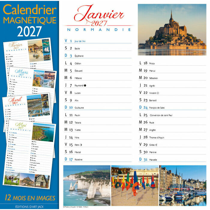 Calendrier Magnétique 2027 Normandie Calendrier aimant Normandie 2027