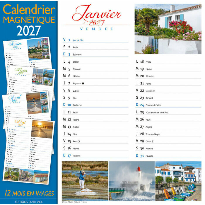 Calendrier Magnétique 2027 Vendée Calendrier Aimanté Vendée 2027