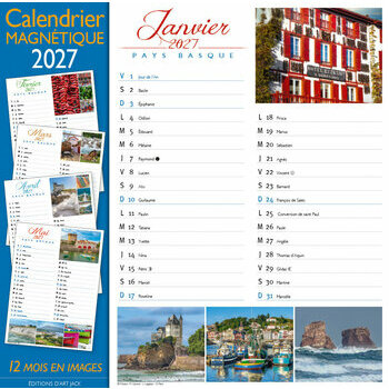 Calendrier Magn&eacute;tique 2027 Pays Basque