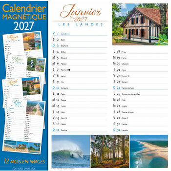 Calendrier Magn&eacute;tique 2027 Les Landes 