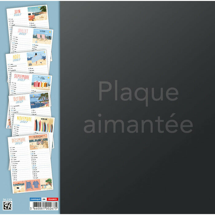 Calendrier Magnétique 2027 Une journée à la Mer Calendrier Magnétique Affiche été 2027