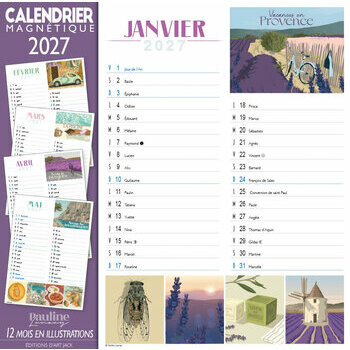 Calendrier Magn&eacute;tique 2027 Vacances en Provence