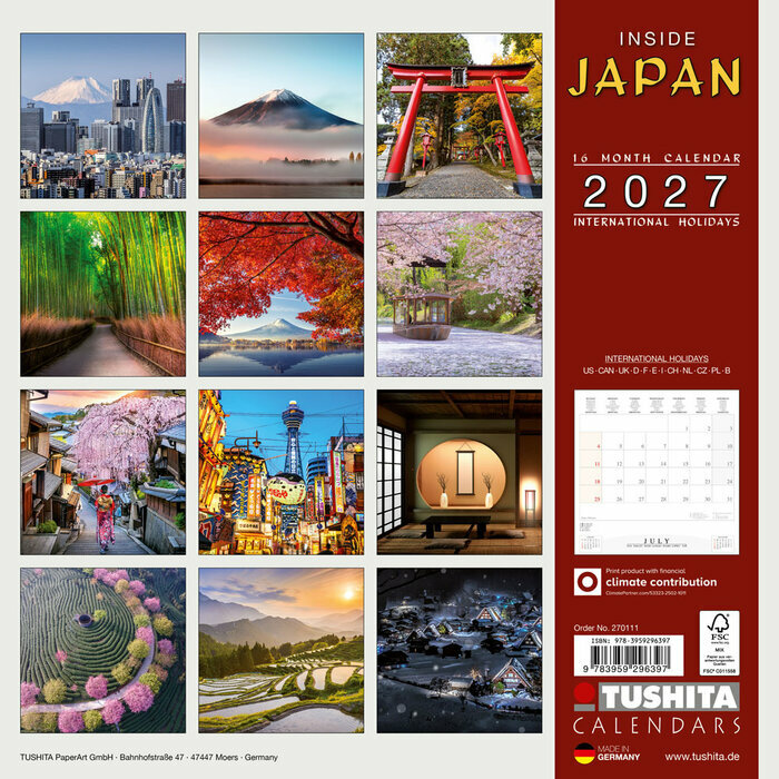 Calendrier Mural Japon 2027 