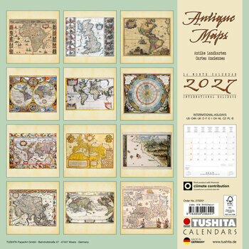 Calendrier 2027 Carte Antique G&eacute;ographie