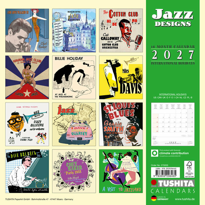 Calendrier 2027 Affiche ic�ne Jazz musique