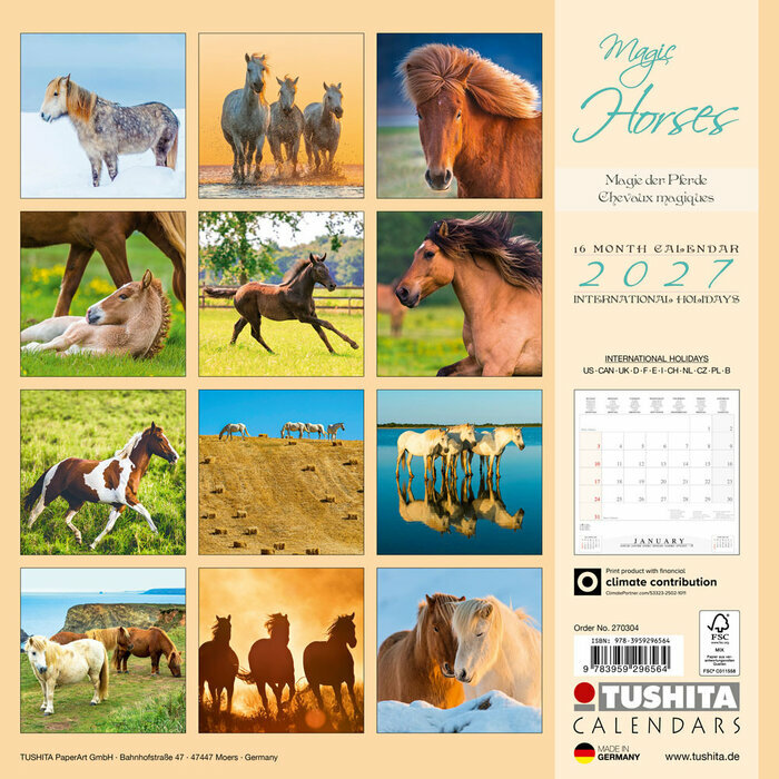 Calendrier 2027 Chevaux Magiques libert�