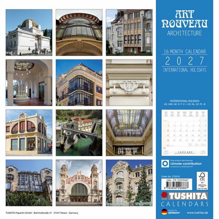 Calendrier  2027 Architecture du Mouvement Art Nouveau