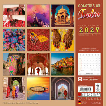 Calendrier 2027 Couleurs de l'Inde
