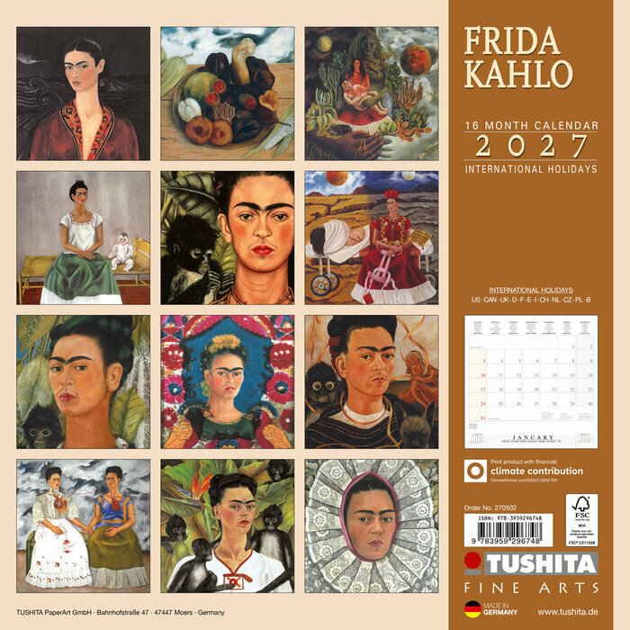 Calendrier 2027 Frida Kahlo Calendrier Kahlo 2027 Auto portrait