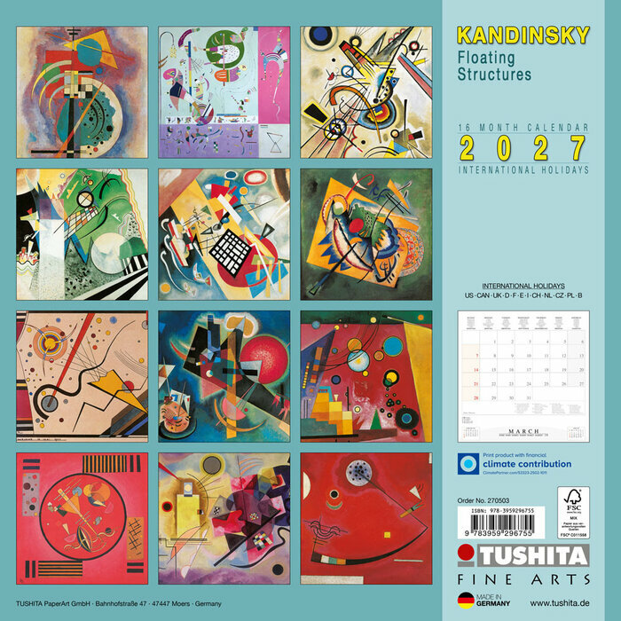 Calendrier Papier 2027 Kandinsky Structure Flottante