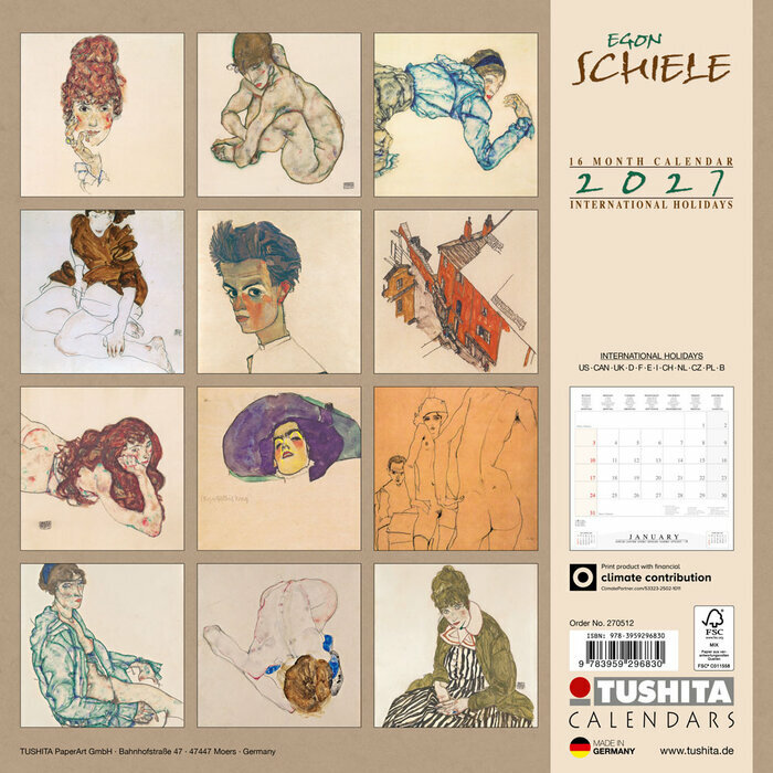 Calendrier 2027 Egon Schiele Esquisse