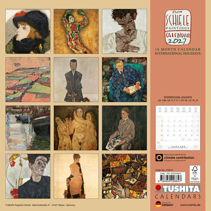 Calendrier Egon Schiele Mural 2027 Peinture