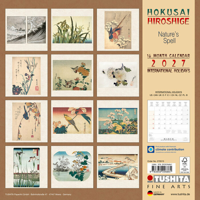 Calendrier Papier Art Japonais Nature Oiseaux 2027