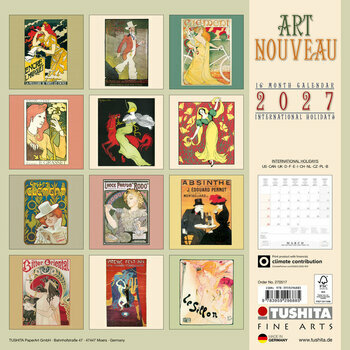 Calendrier 2027 Affiche Publicitaire Art Nouveau