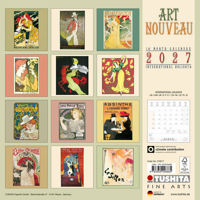 Calendrier 2027 Art Nouveau Affiche Tourn�e du Chat Nir