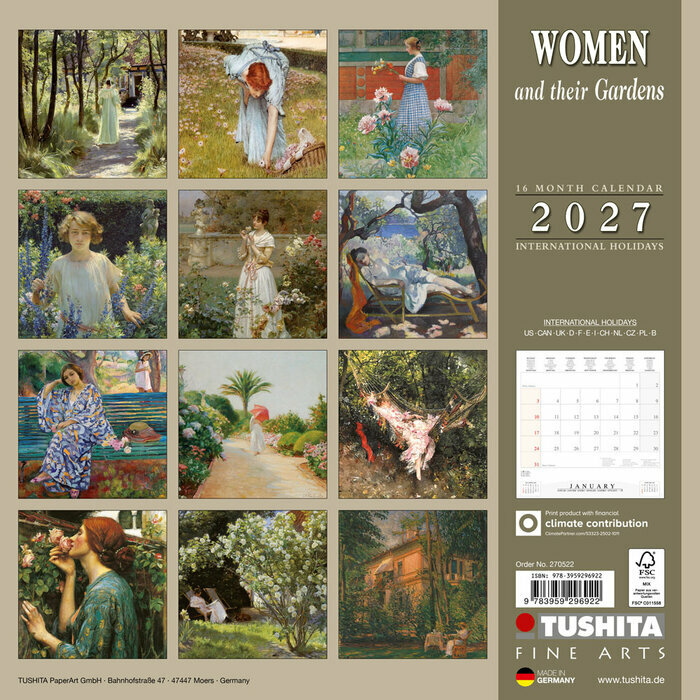 Calendrier Papier 2027 Femme dans leur Jardin Impressionniste