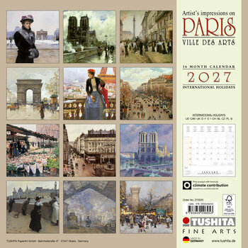 Calendrier 2027 Paris Ville des Arts Impressionniste