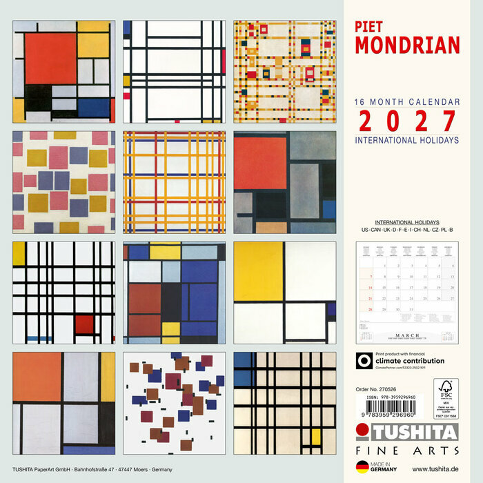 Calendrier 2027 Mondrian Stijl