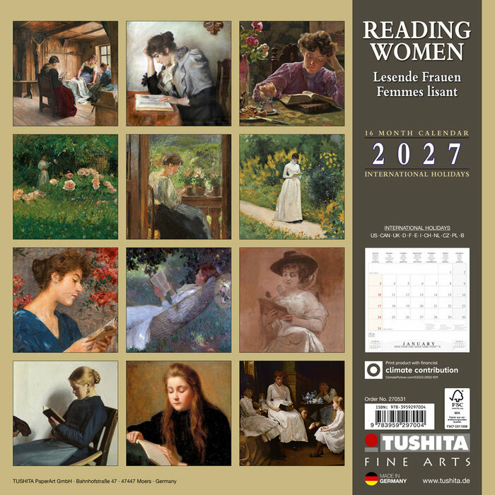 Calendrier Mural 2027 L'art de Lire Oeuvre Renoir