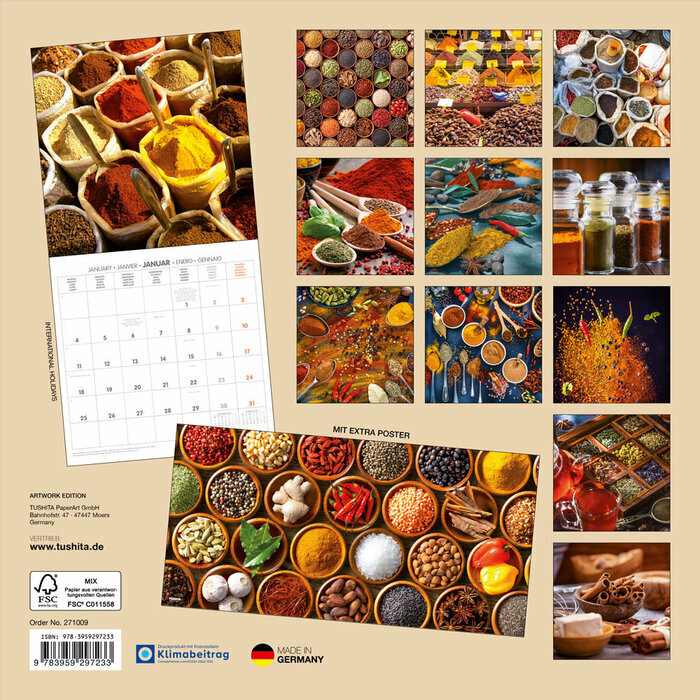 Calendrier Papier 2027 Cuisine et Epices Safran