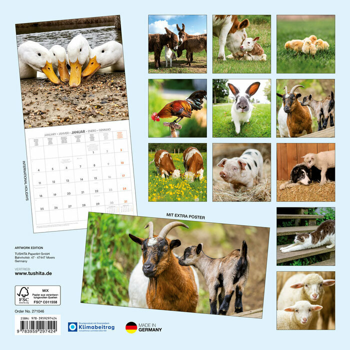 Calendrier papier 2027 Animaux Ferme