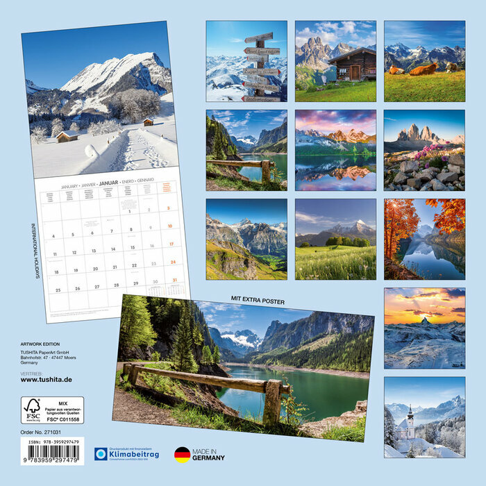 Calendrier Mural Montagne Alpes 2027