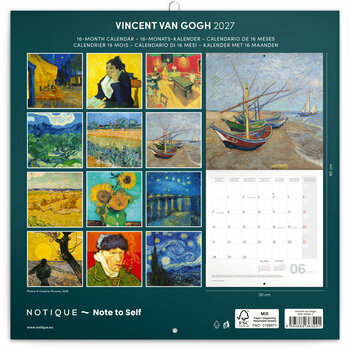 Calendrier 2027 Art Vincent Van Gogh Pointillisme