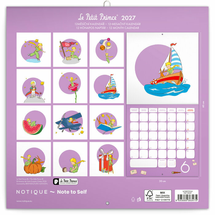 Calendrier papier 2027 Le Petit Prince Saint Exup�ry