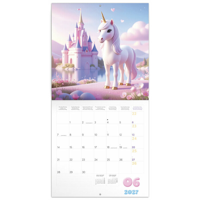 Calendrier papier 2027 Happy Licornes et Tatouages