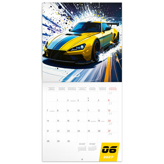 Calendrier papier  2027 Dessins Manga Voitures de Courses 