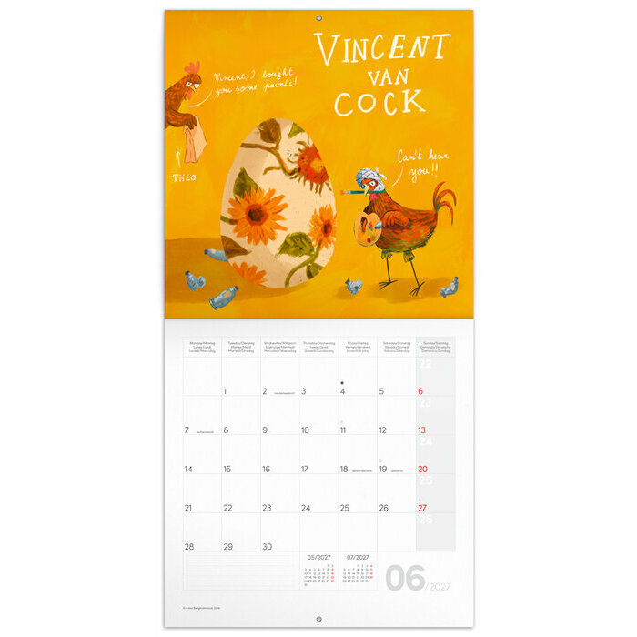 Calendrier papier  2027 Dessins Humour Poules Artistes 