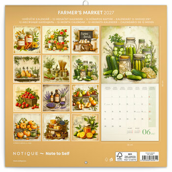 Calendrier 2027 Dessins Vintage March&eacute; Fruits L&eacute;gumes