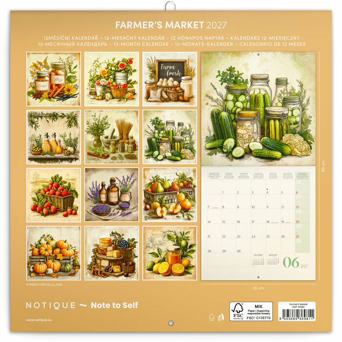 Calendrier papier 2027 Dessins Vintage March� Fruits L�gumes