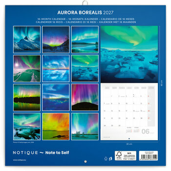 Calendrier 2027 Aurores Bor&eacute;ales C&eacute;lestes