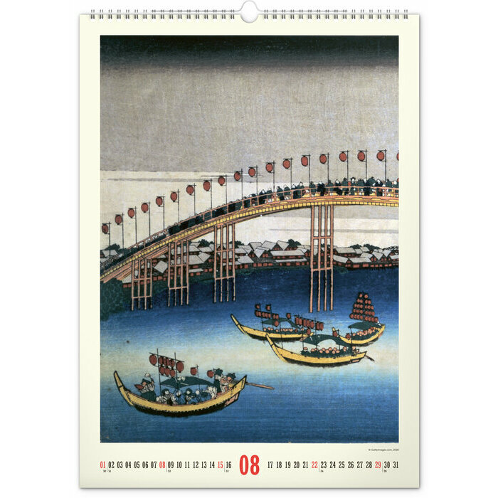 Maxi Calendrier spirale Hokusai 2026 Vintage Art Japonais
